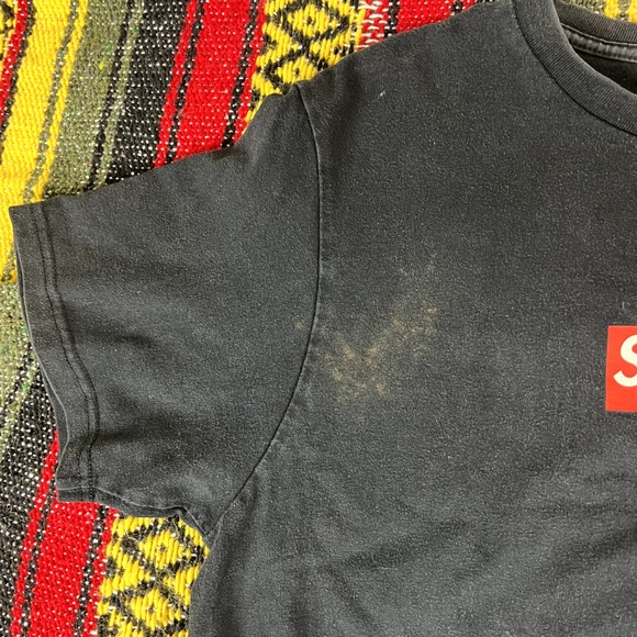 supreme box logo 2014 20th anniversary t shirt size large stained - Picture 4 of 5